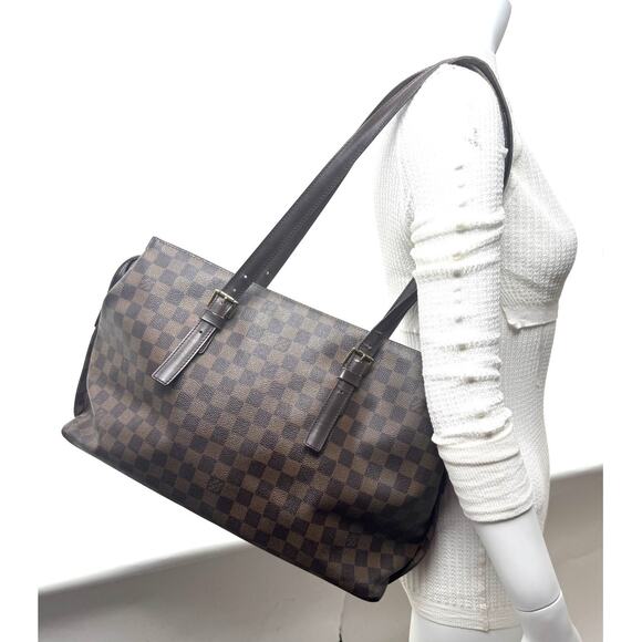 Louis Vuitton Brown Damier Ebene Chelsea Coated Canvas Top Zip Tote Bag - Picture 5 of 11